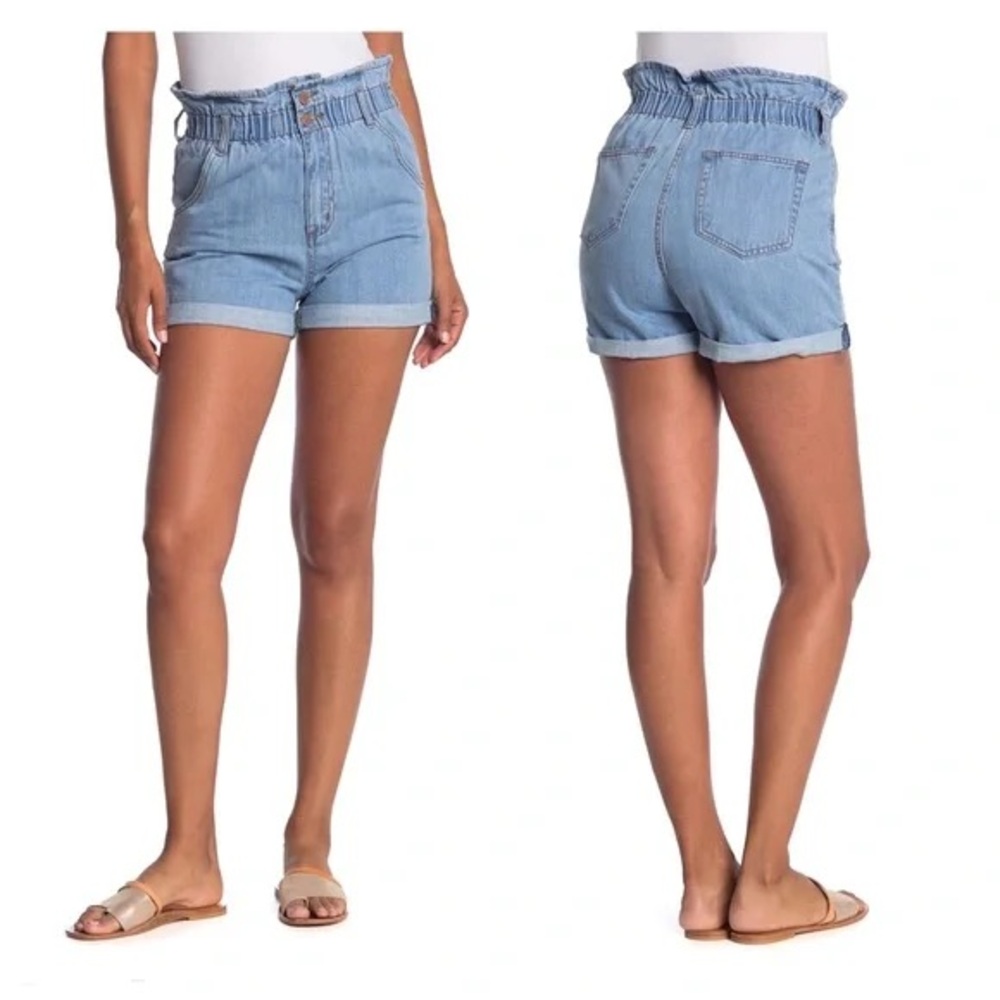 STS Blue Light Wash Paperbag Waist Jean Shorts